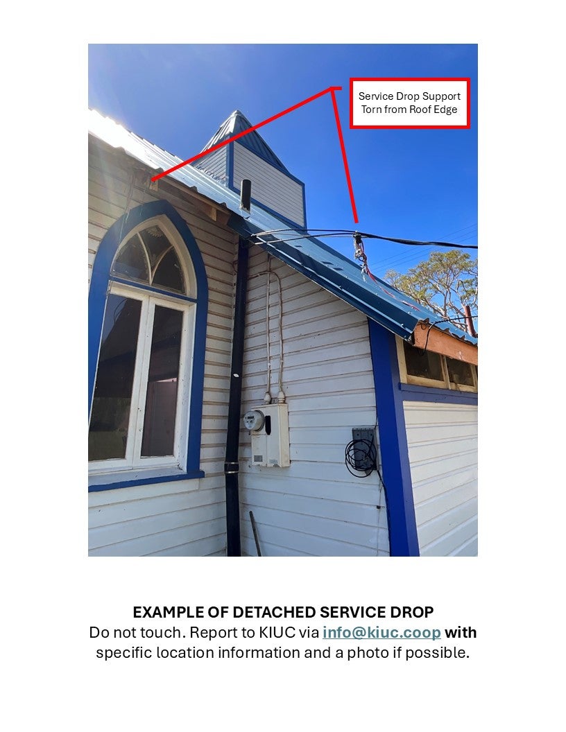Service wire detached from roof